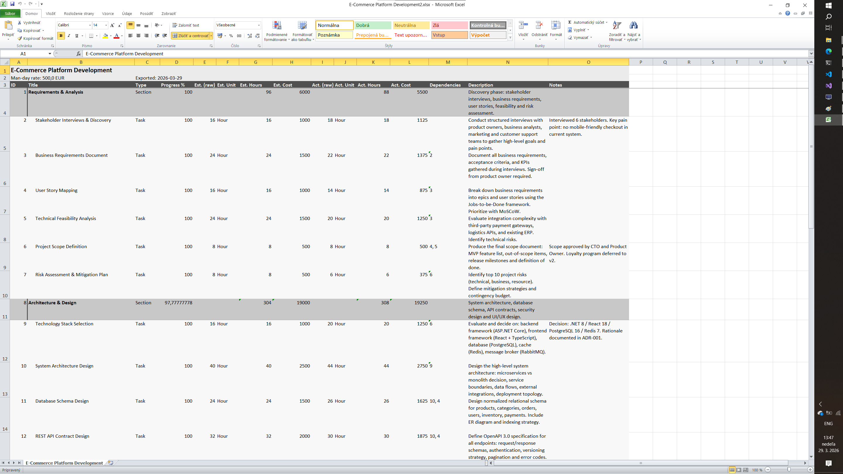 Excel export
