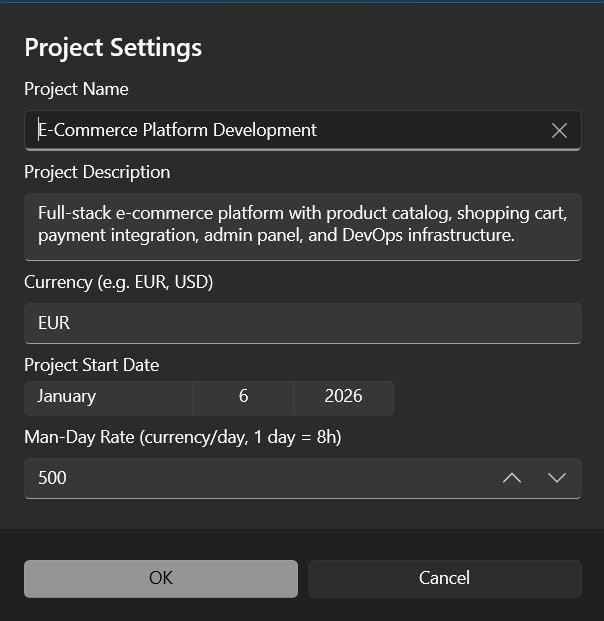Project settings